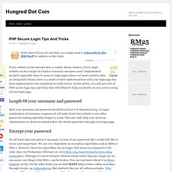 PHP Secure Login Tips And Tricks