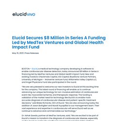 Elucid Secures $8 Million in Series A Funding Led by MedTex Ventures and Global Health Impact Fund - Elucid Vivo