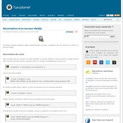 Sécurisation d’un serveur MySQL