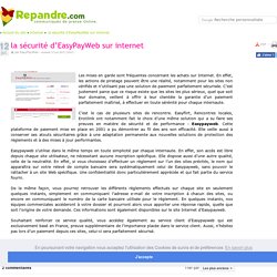 la sécurité d'EasyPayWeb sur internet - Communiqué de presse