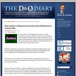 Why Ambac's Subprime Securities Suit Settlement is Noteworthy : The D & O Diary