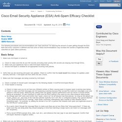 Cisco Email Security Appliance (ESA) Anti-Spam Efficacy Checklist