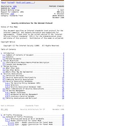 RFC 2401 - Security Architecture for the Internet Protocol - Nightly (Build 20110805030744)