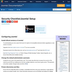 Security Checklist/Joomla! Setup