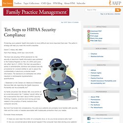 Ten Steps to HIPAA Security Compliance - Apr 2005