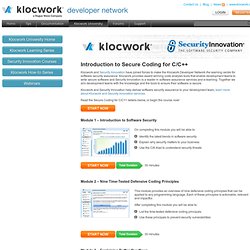 Security Innovation Courses | Klocwork Developer Network
