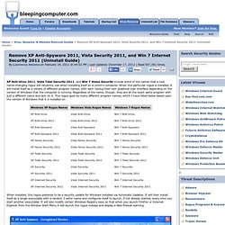 Remove XP Anti-Spyware 2011, Vista Security 2011, and Win 7 Internet Security 2011