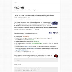 Linux: 25 PHP Security Best Practices For Sys Admins