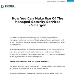 How You Can Make Use Of The Managed Security Services – Sibergen