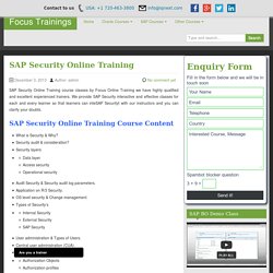 SAP SECURITY Online Training in Singapore