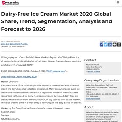 Dairy-Free Ice Cream Market 2020 Global Share, Trend, Segmentation, Analysis and Forecast to 2026
