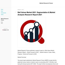 Ball Valves Market 2021: Segmentation & Market Analysis Research Report 2021
