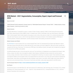 RFID Market - 2021 Segmentation, Consumption, Export, Import and Forecast 2023