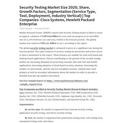 Security Testing Market Size 2020, Share, Growth Factors, Segmentation (Service Type, Tool, Deployment, Industry Vertical)
