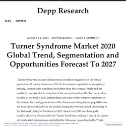 Turner Syndrome Market 2020 Global Trend, Segmentation and Opportunities Forecast To 2027