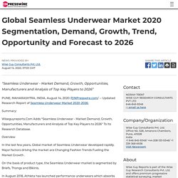 Global Seamless Underwear Market 2020 Segmentation, Demand, Growth, Trend, Opportunity and Forecast to 2026