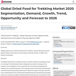 Global Dried Food for Trekking Market 2020 Segmentation, Demand, Growth, Trend, Opportunity and Forecast to 2026