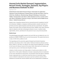 Hazmat Suits Market Demand, Segmentation, Recent Trends, Strategies, Demand, Top Players and Business Outlook To 2027 – Telegraph