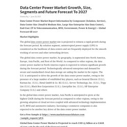 Data Center Power Market Growth, Size, Segments and Future Forecast To 2027 – Telegraph