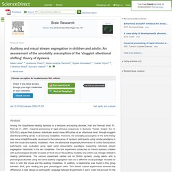 Auditory and visual stream segregation in children and adults: An assessment of the amodality assumption of the ‘sluggish attentional shifting’ theory of dyslexia