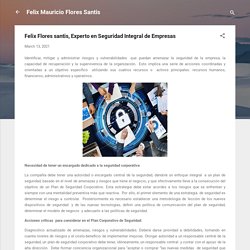 Felix Flores santis, Experto en Seguridad Integral de Empresas