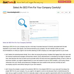 Select An SEO Firm For Your Company Carefully!