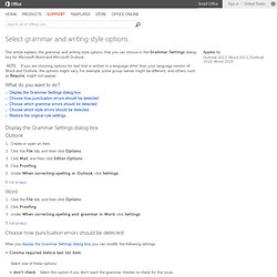 Select grammar and writing style options