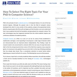 How To Select The Right Topic For Your PhD In Computer Science?