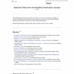 Selected Titles from the Buddhist Publication Society