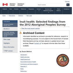 Inuit health: Selected findings from the 2012 Aboriginal Peoples Survey