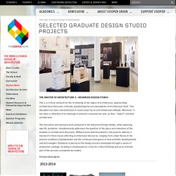 Selected Graduate Design Studio Projects