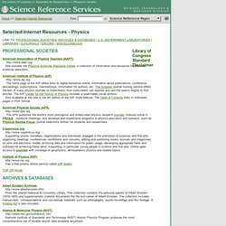 Physics: Selected Internet Resources (Science Reference Services, Library of Congress)