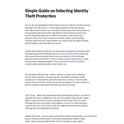 Simple Guide on Selecting Identity Theft Protection