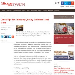 Quick Tips for Selecting Quality Stainless Steel Sinks