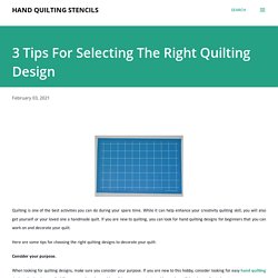 Select Best And Easy Hand Quilting Designs