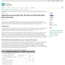 Selecting and Using RS-232, RS-422, and RS-485 Serial Data Standards