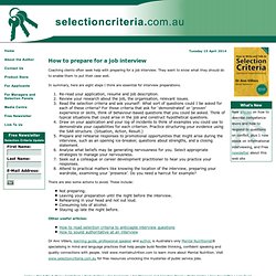 Selection Criteria: How to prepare for a job interview