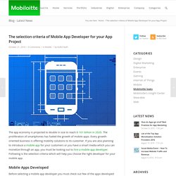 Selection criteria of Mobile App Developer for your App Project - Mobiloitte Blog