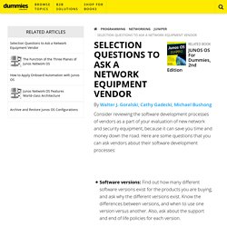 Selection Questions to Ask a Network Equipment Vendor