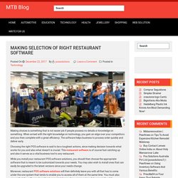 Making Selection Of Right Restaurant Software