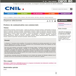 Dispense sélectionnée - CNIL - Commission nationale de l'informatique et des libertés