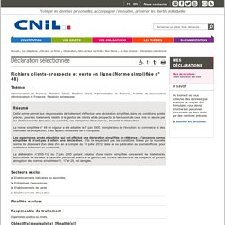 Déclaration sélectionnée - CNIL - Commission nationale de l'informatique et des libertés