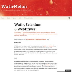 Watir, Selenium & WebDriver