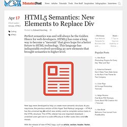 HTML5 Semantics: New Elements to Replace Div