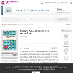 Pratiques de l’édition numérique - Chapitre 5. Les enjeux du web sémantique - Presses de l’Université de Montréal