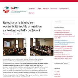 Retours sur le Séminaire « Accessibilité sociale et nutrition santé dans les PAT » du 26 avril - RNPAT