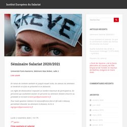 Séminaire Salariat 2020/2021 – Institut Européen du Salariat