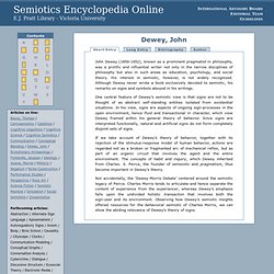 Semiotics Encyclopedia Online - Dewey, John