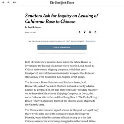 Senators Ask for Inquiry on Leasing of California Base to Chinese