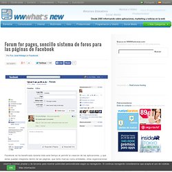 Forum for pages, sencillo sistema de foros para las páginas de Facebook
